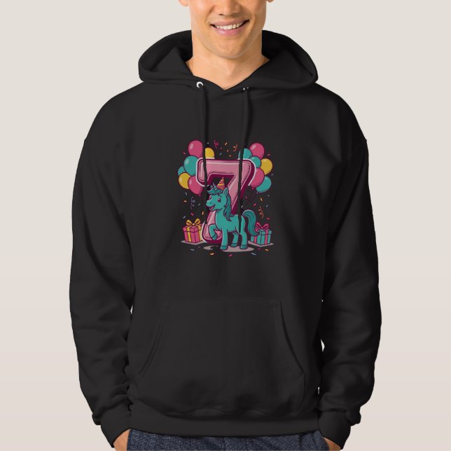 Sudadera Cumpleaños 7 del caballo Diseño de pony lindo vect (Anverso)