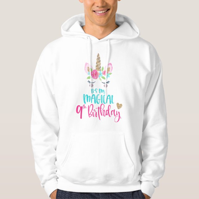 Sudadera Cumpleaños 9 de niña Unicornio 9 años (Anverso)