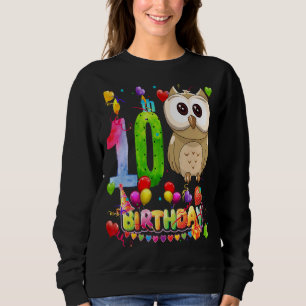 Sudadera Cumpleaños de la lechuza 10 años Niños 10 años Cum