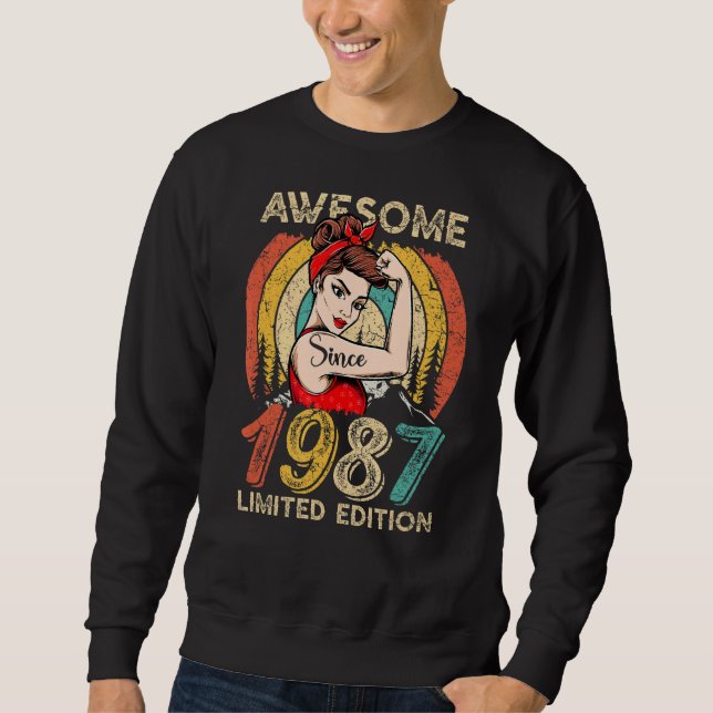 Sudadera Cumpleaños De Las Mujeres De 35 Años 1987 (Anverso)