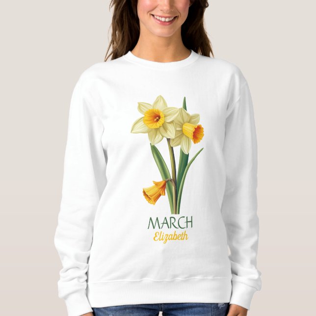 Sudadera Cumpleaños de Marzo Flor de Nacimiento Daffodil Pe (Anverso)