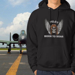 Sudadera Cumpleaños de piloto esqueleto gótico nacido para