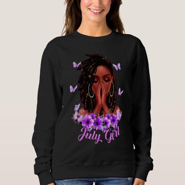 Sudadera Cumpleaños del Chica afroamericano de julio (Anverso)