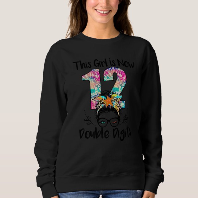 Sudadera Cumpleaños Este Chica Es Ahora 12 Dígitos Dobles T (Anverso)