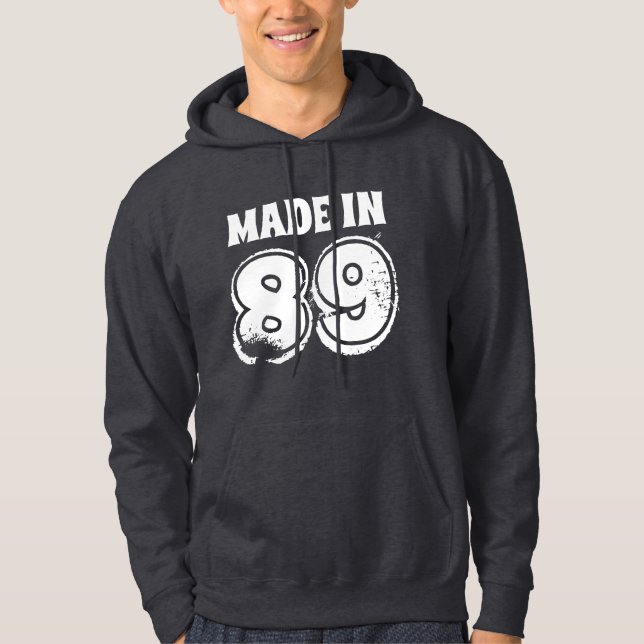 Sudadera Cumpleaños Grunge hecho en 89 hombres (Anverso)
