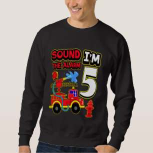 Sudadera Cumpleaños infantil niño 5 camión de bomberos 5 añ