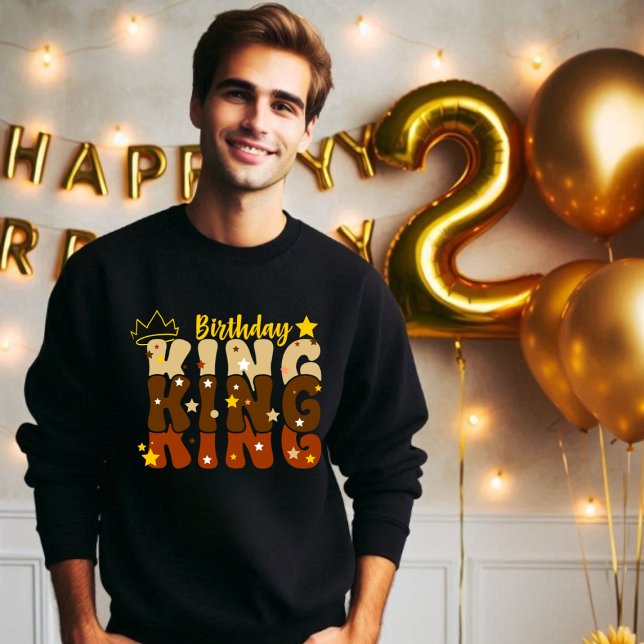 Sudadera Cumpleaños King Groovy Typo (Birthday King)