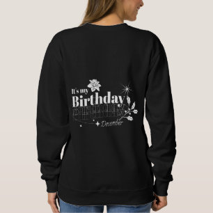Sudadera Cumpleaños Minimalista en Tipografía Floral Negra
