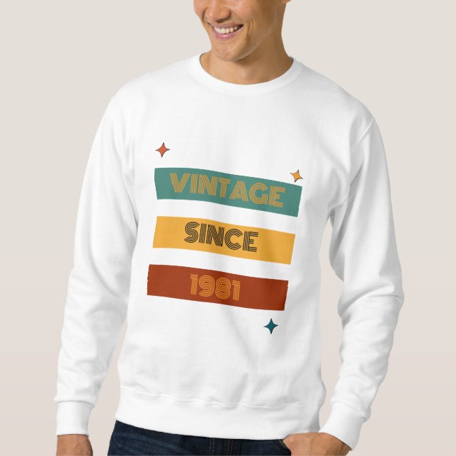 Sudadera Cumpleaños Personalizado Retro Cualquier Edad Vint (Anverso)