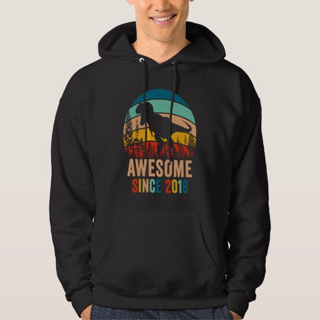 Sudadera Cumpleaños Retro 5 Dinosaurio T Rex Niños Increíbl (Anverso)
