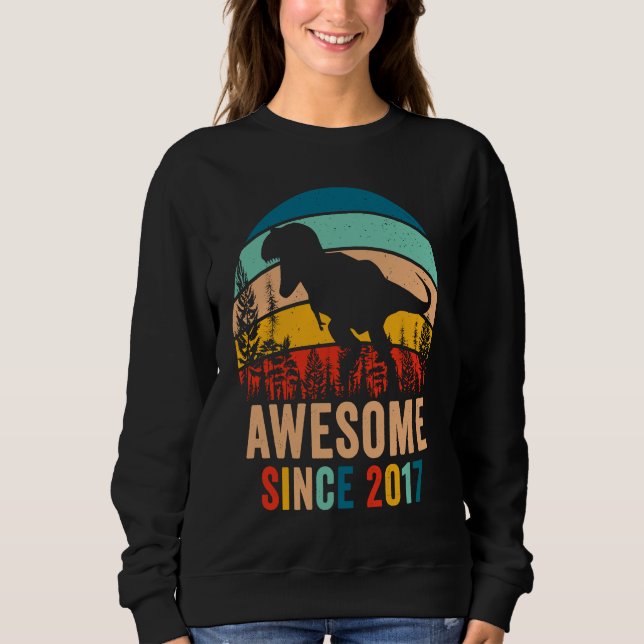 Sudadera Cumpleaños Retro 6 Dinosaurio T Rex Niños Increíbl (Anverso)