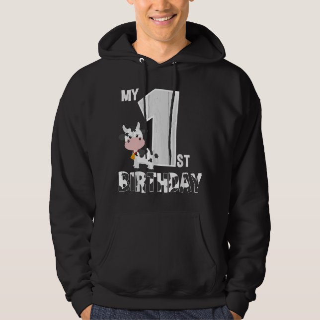 Sudadera Cumpleaños Vaca Moo Cumplo 1 Año Tema Granja B (Anverso)