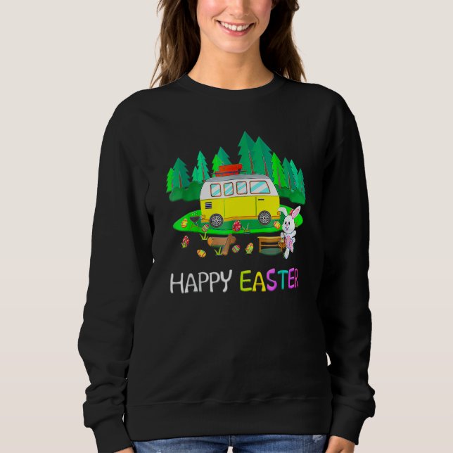 Sudadera Cunco lindo huevo de Pascua Camping Feliz Día de P (Anverso)