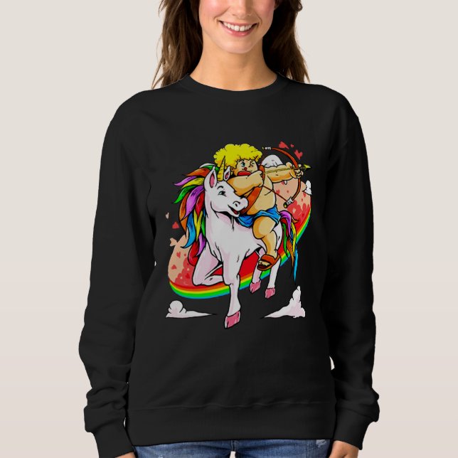 Sudadera Cupid Riding Unicorn Valentine s Day Girls Kids (Anverso)
