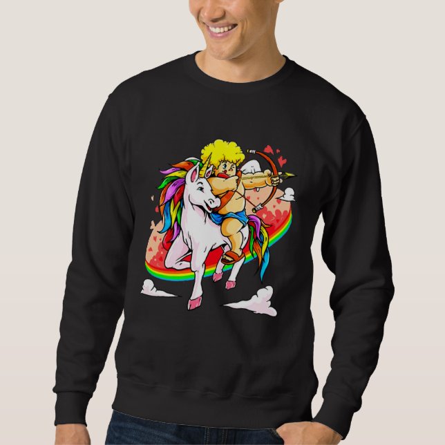 Sudadera Cupid Riding Unicorn Valentine s Day Girls Kids (Anverso)