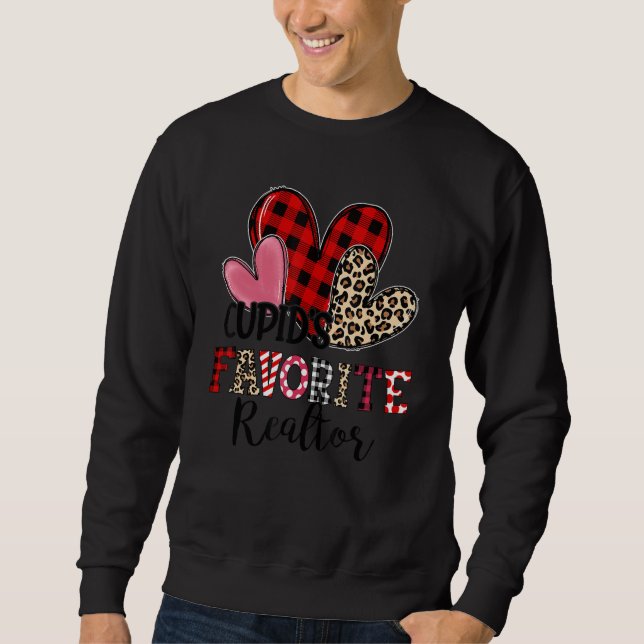 Sudadera Cupid's Favorite Realtor Three Hearts Valentine's  (Anverso)