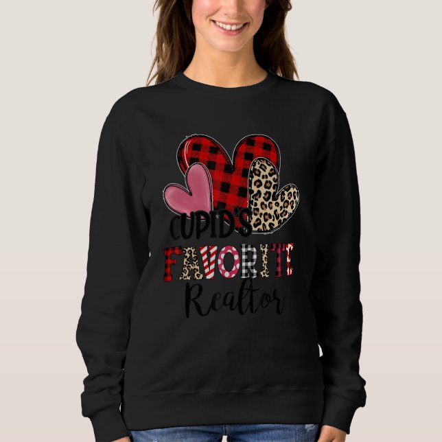 Sudadera Cupid's Favorite Realtor Three Hearts Valentine's  (Anverso)