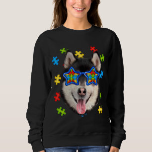 Sudadera Cura Siberiana Husky Autism Puzzle Gafas de sol Pu