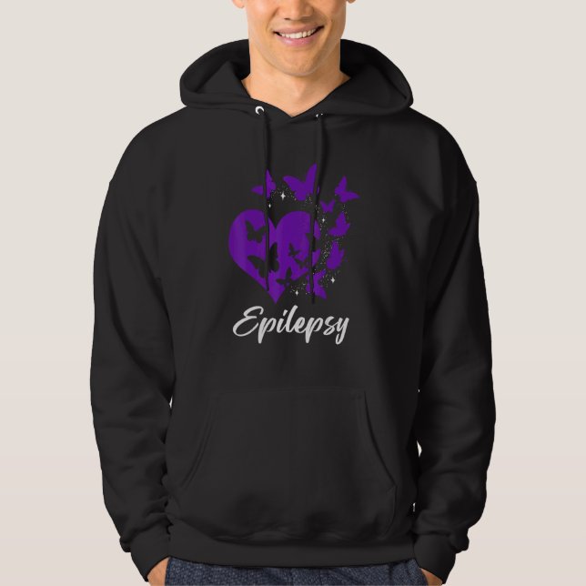 Sudadera Cure Epilepsy Awareness Day Warrior Butterfly Purp (Anverso)