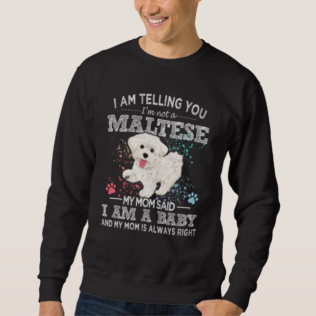 Sudadera Curiosa mamá maltesa cachorro perro bebé (Anverso)