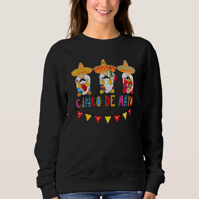 Sudadera Curioso Cinco De Mayo Gnome Fiesta Mexicana (Anverso)