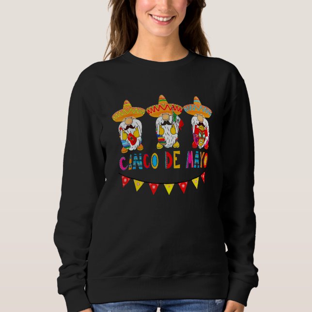 Sudadera Curioso Cinco De Mayo Gnome Fiesta Mexicana (Anverso)