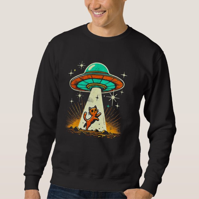 Sudadera Curioso gato Alien UFO Encuentro Sci-Fi (Anverso)