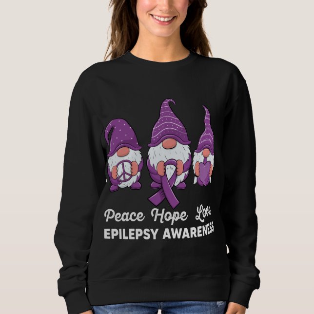 Sudadera Curioso lindo Gnomes Paz espero amar la epilepsia  (Anverso)