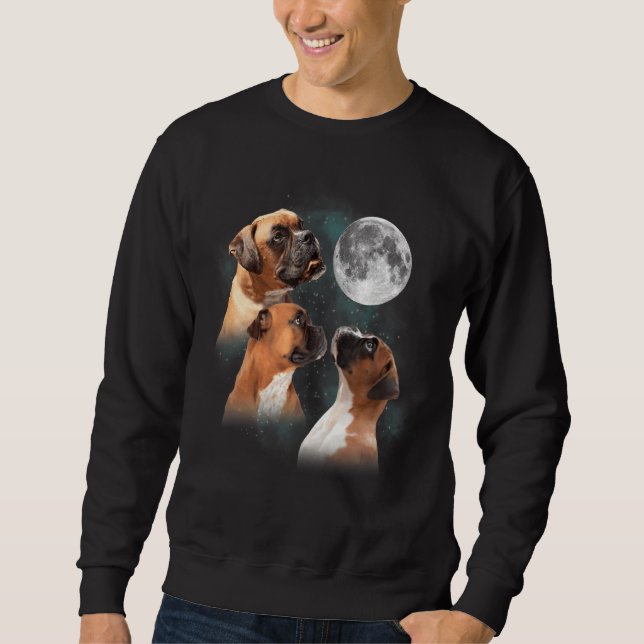 Sudadera Curioso Perro Boxer Tres Boxeador En Moon Boxer (Anverso)