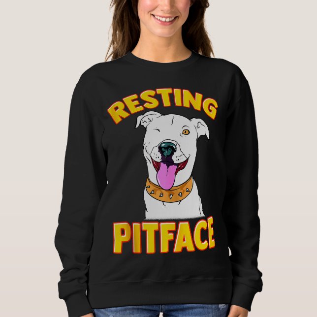 Sudadera Curioso Perro Pitbull Resting Pit Face Para Hombre (Anverso)