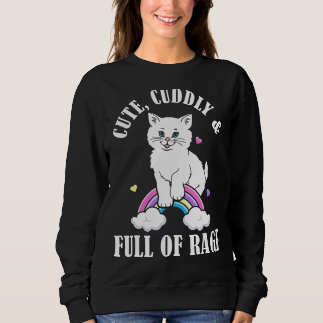 Sudadera Curioso Y Lleno De Arcoiris De Gato Enfurecido (Anverso)