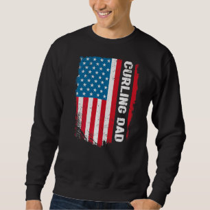 Sudadera Curling Dad America Bandera Patriota Vintage
