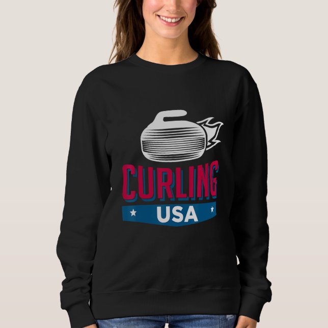 Sudadera Curling Usa Support The Team Usa Flag Curl Clean (Anverso)