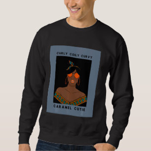 Sudadera Curly Coily Curvy Caramel Cutie Orgullo Negro Para
