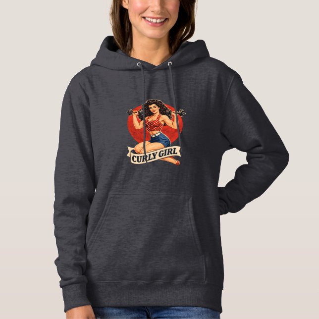 Sudadera Curly Girl Hair Goals -Retro Gym Pin-up Activewear (Anverso)