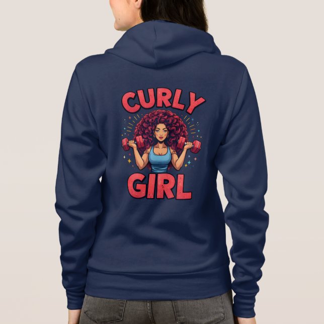Sudadera Curly Hair Girl - Pink Gym Motivation Activewear (Reverso)