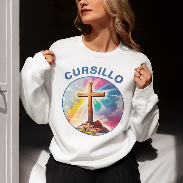 Sudadera Cursillo Wood Cross With Rainbow and Clouds (Subido por el creador)