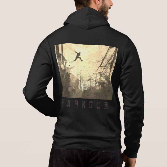 Sudadera Curso de Obstáculos Urbanos Parkour Sepia moderna (Reverso)