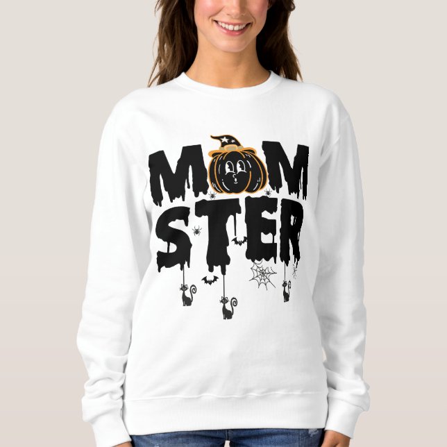 Sudadera Curte Momster Script Funny Mom Halloween (Anverso)