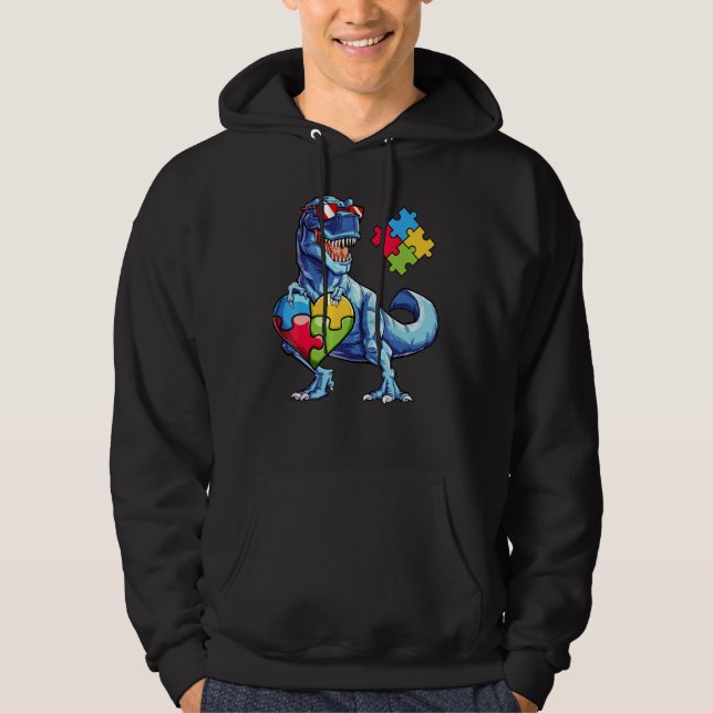 Sudadera Curte T Rex Dinosaur Gafas De Sol Autismo Concienc (Anverso)