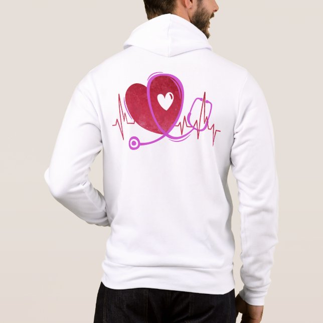Sudadera Curva cardíaca con estetioscopio médico 3 (Reverso)