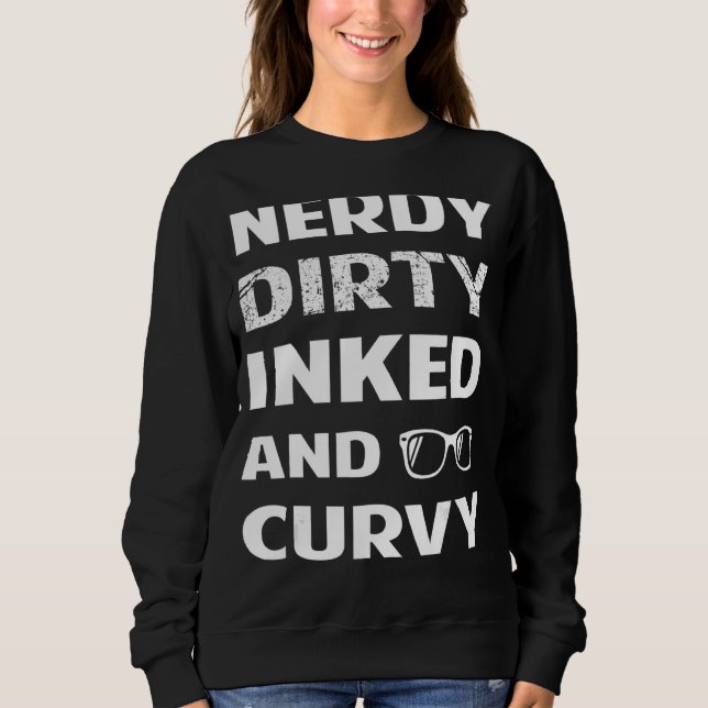 Sudadera Curva De Tinta Sucia Nerdy Para Las Chicas Chubby (Anverso)