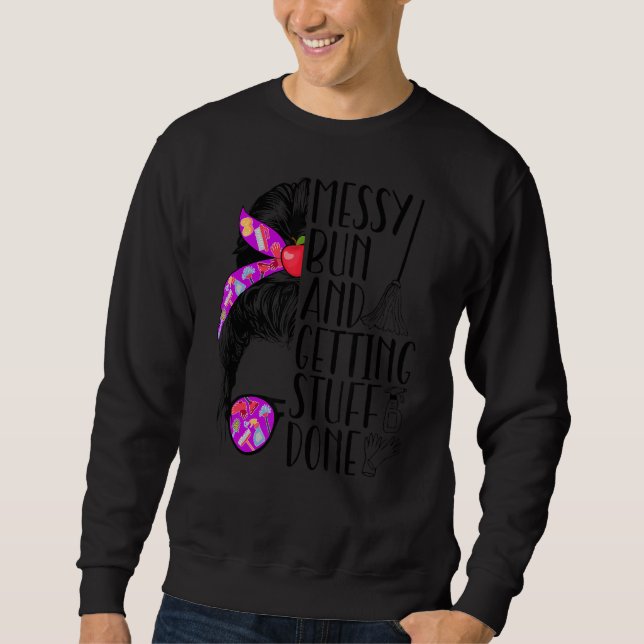 Sudadera Custodio escolar Messy Bun School Janitor (Anverso)