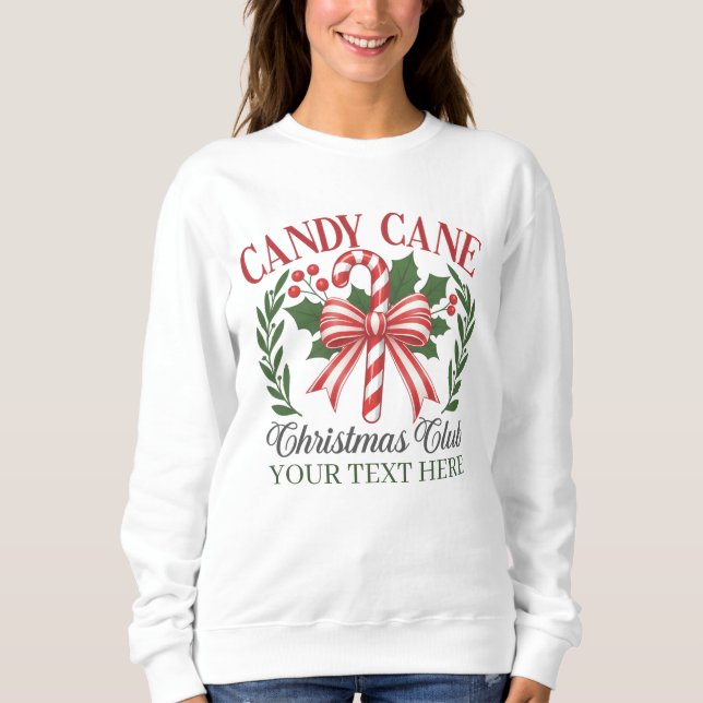 Sudadera Custom Candy Cane Christmas Club Holiday Wreath (Anverso)