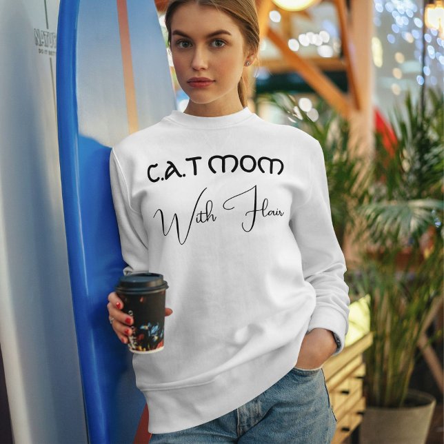 Sudadera Custom Cat Mom Black Funny Script Pet Lover White (Subido por el creador)