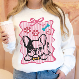 Sudadera Custom Coquette Hand Drawn French Bulldog Mom