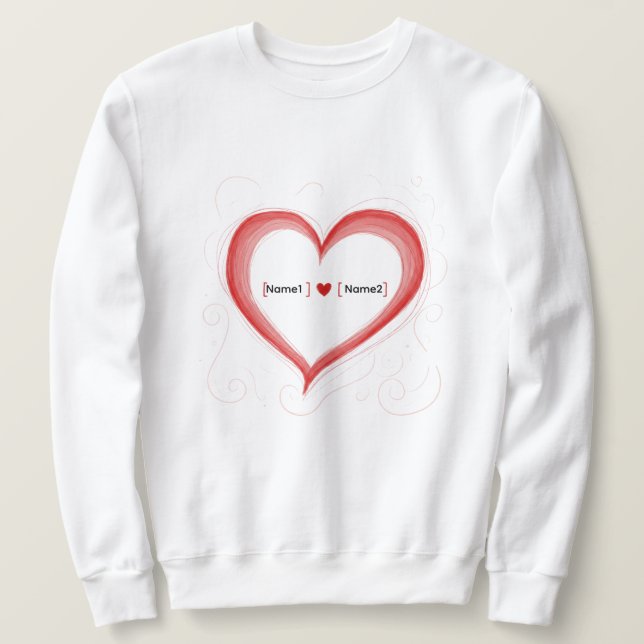 Sudadera Custom Couple Names Heart Sweatshirt (Anverso del diseño)