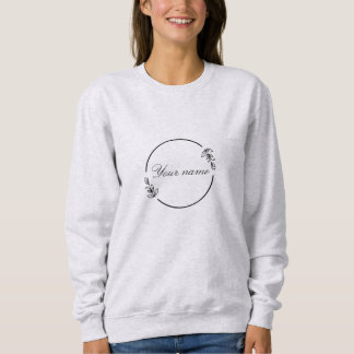 Sudadera Custom Name Floral Circle Minimal Design