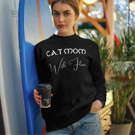 Sudadera Custom Pet Lover White Funny Script Cat Mom Black