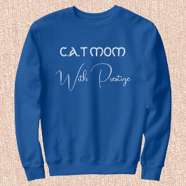 Sudadera Custom Pet Lover White Script Cat Mom Deep Royal